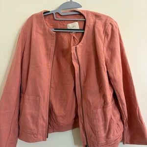 Ann Taylor LOFT Women's Pink Blazer Jacket Linen and Cotton Blend Size 8